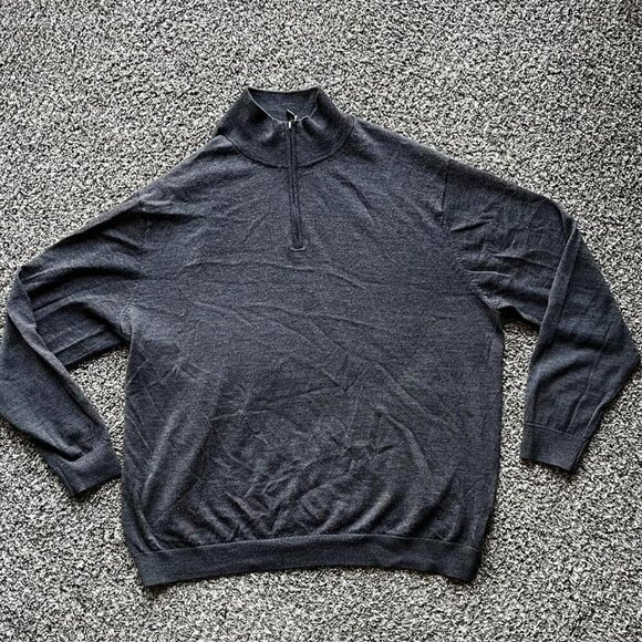 Turnbury Other - Gray Turnbury Mens XXL Quarter Zip 100% Extra Fine Merino Wool Pullover